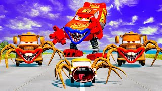 Epic battle between Lightning McQueen Eater amp Car Eater  CLOWNEXE VS Mack Eater  BeamNGDrive [upl. by Wun]