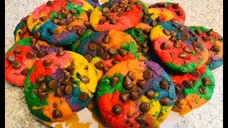 How to Make Chewy Rainbow Chocolate Chip Cookies [upl. by Enellek168]