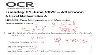 OCR A Level Maths Paper 3 Recorded and Uploaded Post Exams 2024 A Level Maths 2025 [upl. by Annoda960]