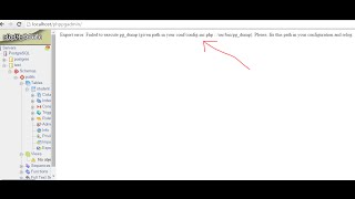 Phppgadmin problem  Export error Failed to execute pg dump windows [upl. by Atinwahs]