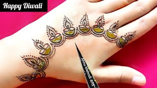 Diwali special back hand mehndi design  Mehndi design  Simple mehndi design  Mehandi  Mehndi [upl. by Acessej10]