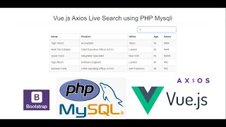 Vuejs Axios Live Search using PHP Mysqli [upl. by Etrem]