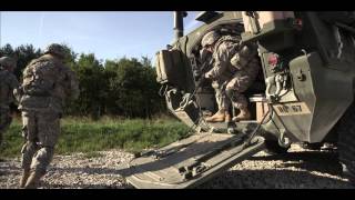 US Army Europe Infantry 2d Cavalry Regiment Germany  Soldiers dismount from Stryker Slow motion [upl. by Neih]