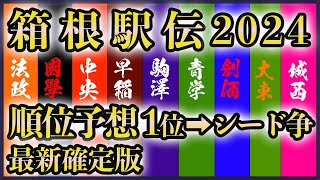 【確定版】箱根駅伝 2024 順位予想【1位➝シード争い】 [upl. by Nairot389]