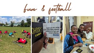 office party  first football training  kenyan amputee influencer [upl. by Ahsienat]