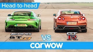 MercedesAMG GT R vs Nissan GTR DRAG RACE ROLLING RACE amp BRAKE TEST  HeadtoHead [upl. by Aneet]