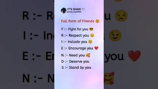 Full from of friends 😉 friends status whatsapp status friends shorts viralreels [upl. by Iahk]