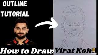 How to draw Virat Kohli outline drawingVirat Kohli Step by step Drawing For beginnersViratkohli [upl. by Zimmer]