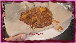 Dinich Besiga Kay WotPotato with Beef Hot Sauce ድንች በስጋ ቀይ ዎጥ [upl. by Nayra]