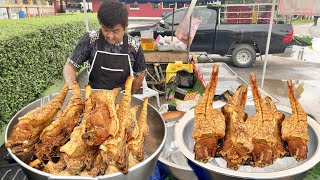 Sold out Fast  Amazing Deep Fried Crispy Pig Tail and Meat  Thai Street Food [upl. by Acirderf]