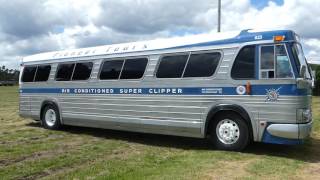 A 1961 GM PD4106 Coach Super Clipper as it enters the display area at Yarra Glen Racecourse [upl. by Coussoule]