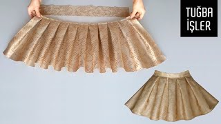 Pleated Kids Skirt Cutting and Sewing  Tuğba İşler [upl. by Anin]