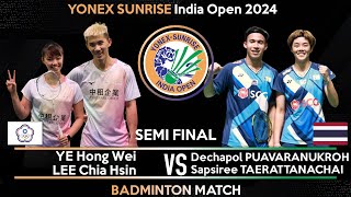 YE Hong Wei LEE Chia Hsin vs D PUAVARANUKROH S TAERATTANACHAI  India Open 2024 Badminton [upl. by Brinn18]