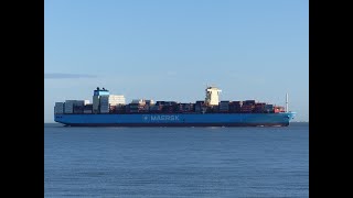 BRAND NEW CONTAINER SHIP quotMAERSK EL PALOMARquot PASSING CUXHAVEN FROM ROTTERDAM TO HAMBURG [upl. by Llenahs]