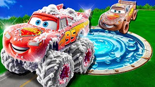 Water Pit Cleaning In Muddy Lightning McQueen amp Big amp Small Pixar Cars BeamNG Drive [upl. by Adnolrehs461]