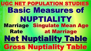 Various Measures of Marriage Rates  CMRGMR ASMR TMR Hajnal Singulate Mean age at Marriage [upl. by Cointon474]