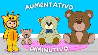 Aprender aumentativo e diminutivo das palavras  Vídeo educativo com atividades [upl. by Esiralc]