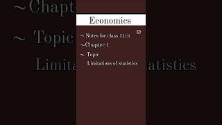 Economics class 11th chapter 1 Topic  limitations of statistics viraleducationshortseconomic [upl. by Ogram]