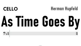 As Time Goes By Cello Sheet Music Backing Track Partitura [upl. by Alrahs964]