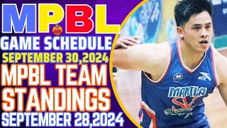 MPBL LATEST TEAM STANDINGS SEPTEMBER 282024MPBL GAME SCHEDULE SEPTEMBER 302024TORRALBA 23 POINTS [upl. by Adnalahs577]