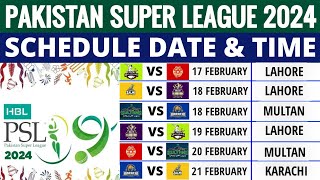 Pakistan Super League 2024 Schedule  PSL 2024 Schedule  PSL 2024 Schedule Time Table [upl. by Alyakam]