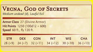 Creating Vecna God of Secrets Stat Block [upl. by Anayaran]