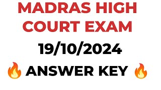 Madras high court exam 2024 Today exam Answer key191024 [upl. by Nyrahtak]