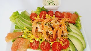 salade avocat crevettes pamplemousse et sa vinaigretterecette facile et rapide salade [upl. by Oakman]