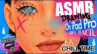 ASMR drawing ATTENTION Natural sounds Bluesssatan IPAD PRO  Procreate [upl. by Eelsha]