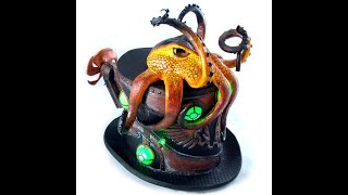 wearable art Making of 20000 Leagues Steampunk Octopus Top Hat [upl. by Ylreveb71]