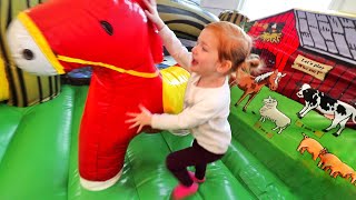 FAMILY DAY with Adley and Baby Brother pretend play inflatable spirit the horse and farm animals [upl. by Idorb996]