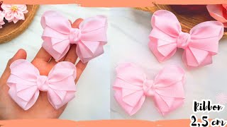 DIY Ribbon Hair Bow Tutorial  How to Make Cute Bow Clip out of Grorgrain Ribbon  Ribbon Hair Clips [upl. by Siocnarf]