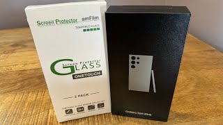 amFilm One Touch Tempered Glass Screen Protector for the Samsung Galaxy S24 Ultra Install and Review [upl. by Coleman]