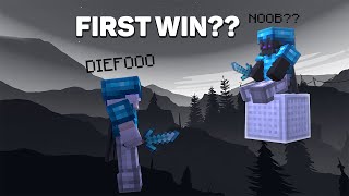 NOOB WINNING his FIRST Game bedwars minecraft pvp [upl. by Gusba]