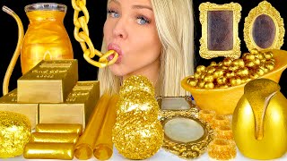 ASMR EDIBLE GOLD BARS HONEY STICKS EDIBLE GOLD PAINT VINTAGE MIRROR CAKESICLES JELLY MUKBANG 먹방 [upl. by Ahsaekal]