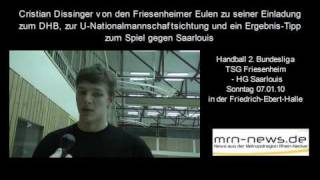 Ludwigshafen  Eulen Spieler Christian Dissinger zu seiner DHB Einladung [upl. by Eico789]