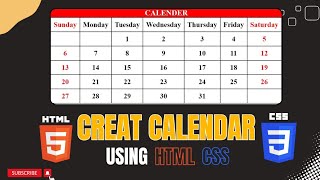 How to make calendar in html and css  Calendar app using html css learnwithcode102 htmlcss [upl. by Krefetz588]