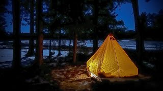 2 Nights Solo Winter Hot Tenting  Algonquin Park  Mew Lake [upl. by Travis]