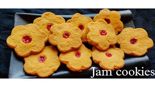 Custard jam cookies Jam cookiesBakery style homemade cookies [upl. by Tann]