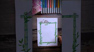 Learn how to Draw a bamboo Border DesignStep by step DesignSchool ProjectEasy Panda Border Design [upl. by Anatola48]