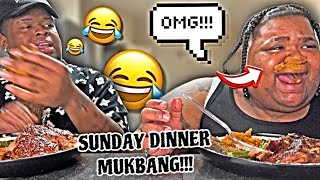 SUNDAY DINNER MUKBANG W MY BAE TeronBihh95 YALL WONT BELIEVE WHAT HE DID 😧 [upl. by Tnert]