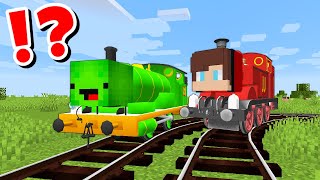 JJ and Mikey Become Thomas the Train CHALLENGE in Minecraft  Maizen Minecraft [upl. by Pravit]