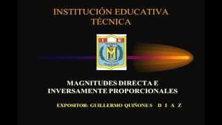 MAGNITUDES DIRECTA E INVERSAMENTE PROPORCIONALES MATEMÁTICA [upl. by Zeta]