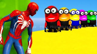 GTA 5  RED SPIDERMAN VS RED MINION VS GREEN MINION  Spiderman Funny Moments Ep75 [upl. by Prud]