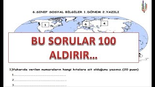 6SINIF SOSYAL BİLGİLER 1DÖNEM 2YAZILI [upl. by Aiel]