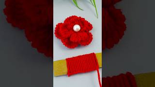 Easy Woolen Flower Making Ideas with Pencil  DIY Wool Flowerartembroideryflowershorts tutorial [upl. by Tullius262]