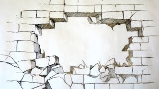 How To Draw A Broken Brick Wall The Original [upl. by Elison108]