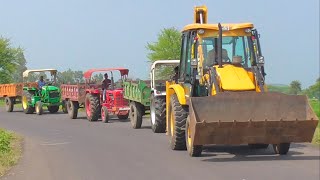 JCB 3dx Eco Loading Mud Mahindra 275 Eicher 485 John Deere Tractor with Trolley [upl. by Vivi]