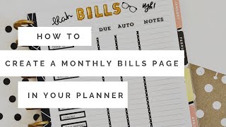 Monthly Bills Page in my Planner  Organizing your finances [upl. by Aikimat]