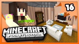 Minecraft PE Pocket Edition  LIVING ROOM DESIGN  Ep 16 [upl. by Ylrebmik]